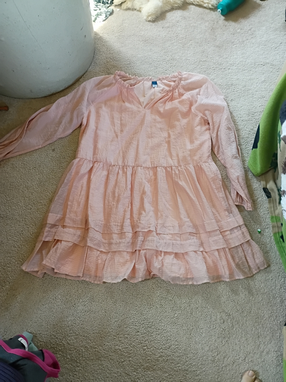 Old Navy Light Pink Tiered Long-Sleeve Mini Dress